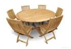 Teak Dining Set for 6 - 8 - 60" Round Table, 6 Providence Side Chairs from GOLDENTEAK.