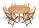 Teak Outdoor Dining Set 60in round table and 6 Sling  Side Chairs - Choose Color/Material